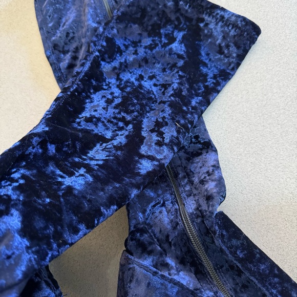 Blue Velvet Knee-High Boots - Picture 4 of 14